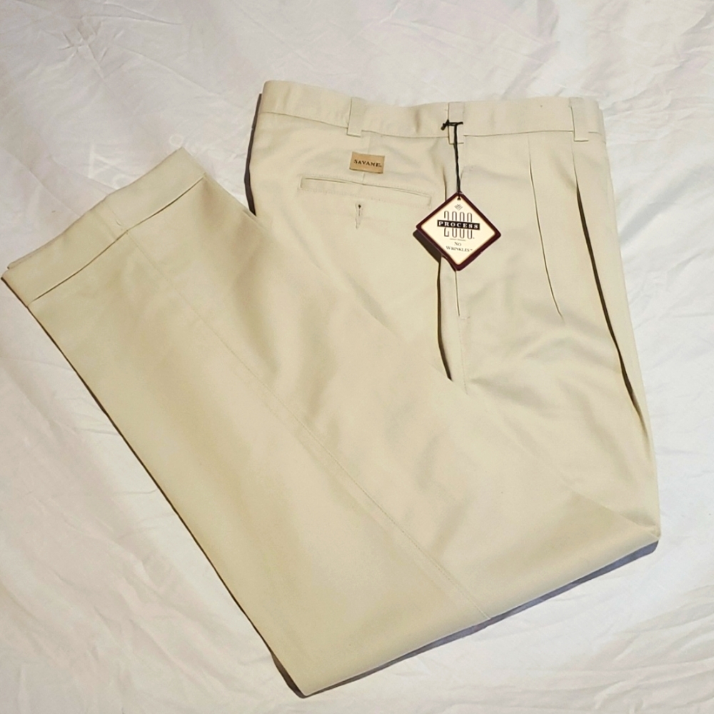 Savane Pleated Khaki Slacks 32x30 NWT